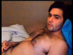 Tempting shaggy fellow jacking on webcam