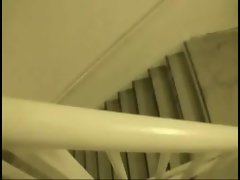 Saucy teen Girlfriend demonstrates butt and strokes on public stairways and is asshole reamed