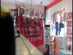 Chesty mommy is taped while banged by shopkeeper in changeroom