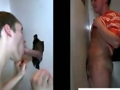 Stupid straight lad gets gay gloryhole cock sucking cumshot