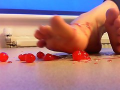 Sticky boyfeet crushing cherries!