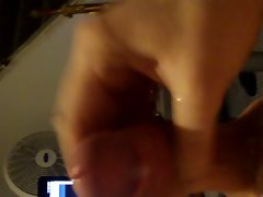 Masturbating and awesome cumshot to porn