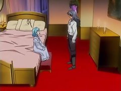 Sex with a blue haired hentai babe