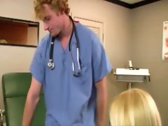 These blond vixens share shaft together at the doctors office