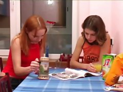 Masha and Ivana teenagers peeing on toilet