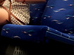 Upskirt on train, slowmo tempting bottom