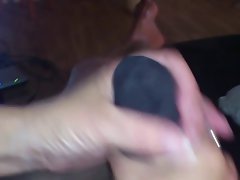 Foot & handjob with cum in stockings