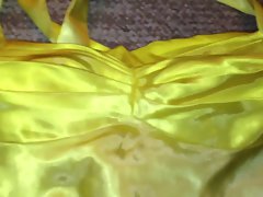 Yellow & White Ombre Satin Homecoming Dress 2