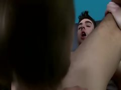 Luscious teen twink gays luxuriate giving blowjob performance
