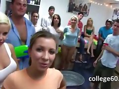 Group of gentle slutty chicks banging on college