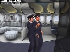 Filthy 3D airplane pilot caresses dick and gets shagged