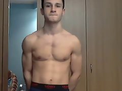 Frat fellow gets off on stripping and jerks off