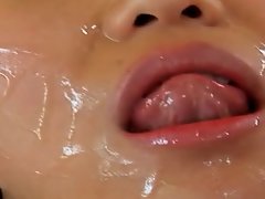 Taiwanese young lady receives fuck and facial on red couch