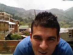 Luscious Colombian Fellow Cums Outside,On The Roof Of His House
