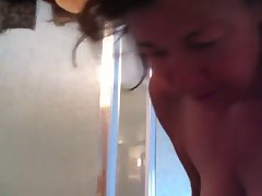 Secret cam catches my mum momma getting in the shower