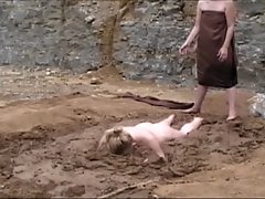 Bare Lassie Falling Facefirst in Mud