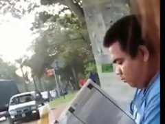 Dude masturbating in public recorded by a female