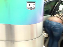 Car Wash Butt Crack Exposed Big Black Naughty bum