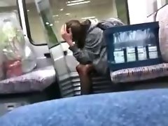 caught wild sizzling teen masturbate on train