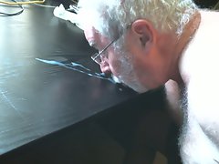 Cumming on the desk again. and clean up