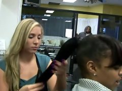Barbershop blond hussy screws customer