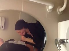 Lad delights being blown in front of the mirror