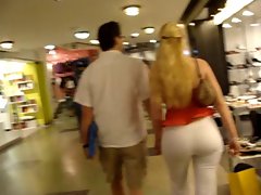 Big naughty butt light-haired Mum at the mall