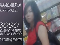 Boso Stepmom in Red dress black panty