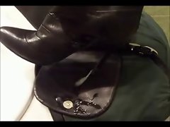 wanking with leather boots