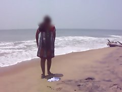Desi Slutty wife On Beach - Canging Lower Dress