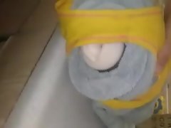 Perv virgin uses neighbors panties to fuck his toy
