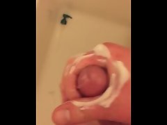 Jerking my big hard cock in the shower
