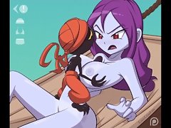 Slutty animation pirate Risky Boots gets her enormous boobs banged and a facial cumshot
