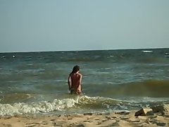 I'm nude on the beach-Oksana